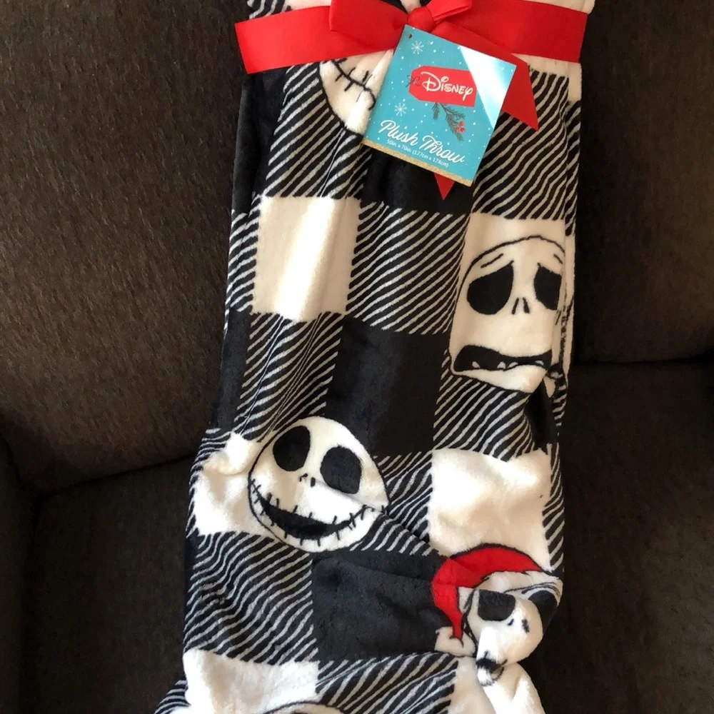 Nightmare Before Christmas Santa Jack Checkered Plush Throw Blanket